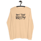 Front view of a sand dune colored bitcoin long sleeve tee.