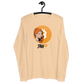 Front view of a sand dune colored bitcoin long sleeve tee.