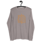 Front view of a storm colored bitcoin long sleeve tee.