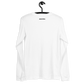 Back view of a white nostr DVM long sleeve shirt.