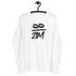 Front view of a white bitcoin long sleeve tee.