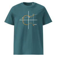 Elliptic Curve Cryptography organic cotton bitcoin t-shirt in Stargazer, front view: a line drawing of an elliptic curve with the points P, Q and R.