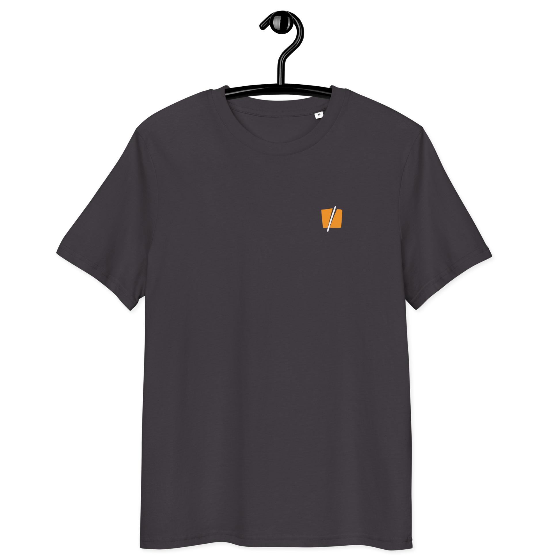 Front view of a anthracite bitcoin t-shirt.