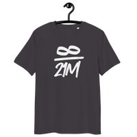 Certified organic cotton 21 Million Bitcoin T-shirt with discreet infinity and Bitcoin logos, unisex fit.