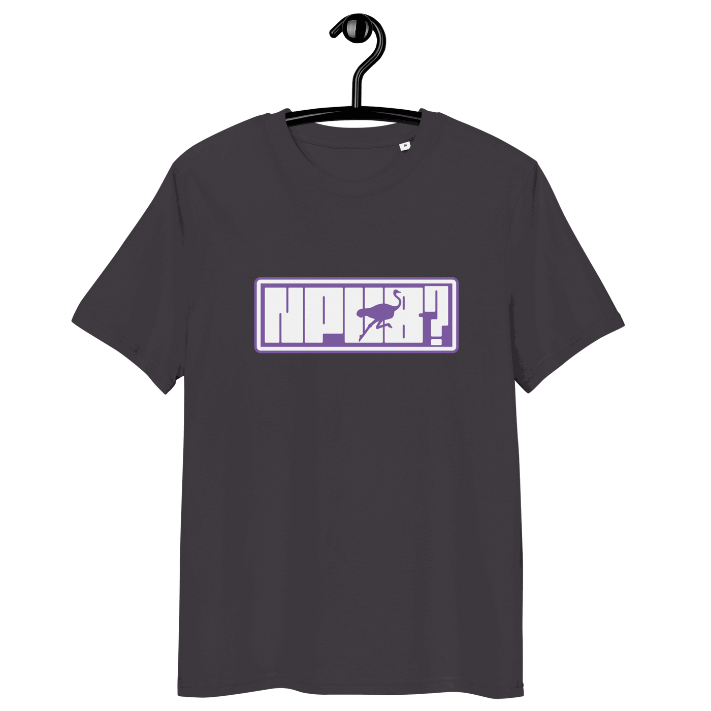 Certification logos for OEKO-TEX, PETA, GOTS, OCS, and GRS on nPub Nostr organic cotton t-shirt promoting npub nostr users