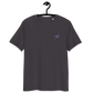 Front view of an anthracite embroidered nostr t-shirt.