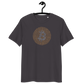 Front view of an athracite bitcoin t-shirt.