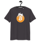 Front view of an athracite bitcoin t-shirt.