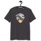 Front view of an athracite bitcoin t-shirt.