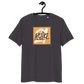 Front view of an athracite bitcoin t-shirt.