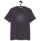 Front view of an athracite bitcoin t-shirt.