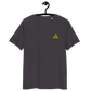 Front view of an athracite bitcoin t-shirt.