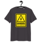 Front view of an athracite bitcoin t-shirt.