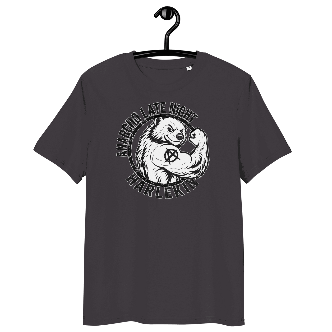 Anarcho Late Night organic cotton t-shirt certifications OEKO-TEX PETA GOTS OCS GRS logos