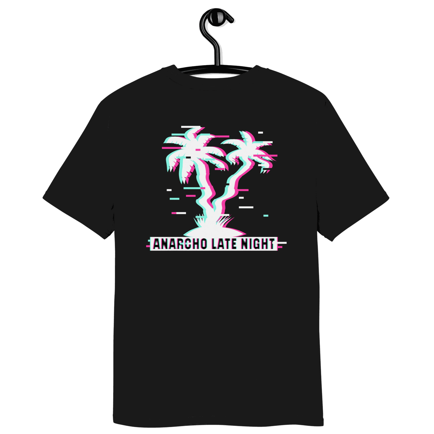 Certification logos for Anarcho Late Night organic cotton shirt including OEKO-TEX, PETA, GOTS, OCS, and GRS
