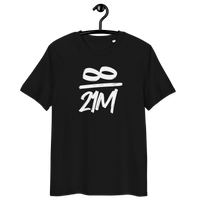Eco-friendly 21 Million organic cotton Bitcoin T-shirt with certified sustainable logos and discreet infinity design