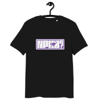 Certification logos for OEKO-TEX, PETA, GOTS, OCS, and GRS on organic cotton nPub Nostr t-shirt