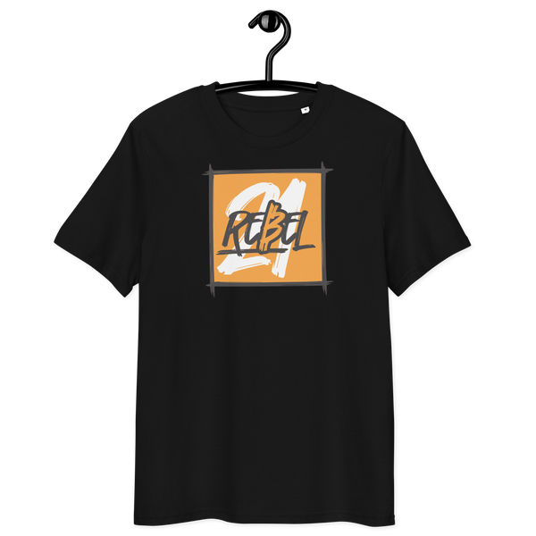 Certifications for 21 Rebel organic cotton Bitcoin T-shirt including OEKO-TEX, PETA, GOTS, OCS, and GRS logos