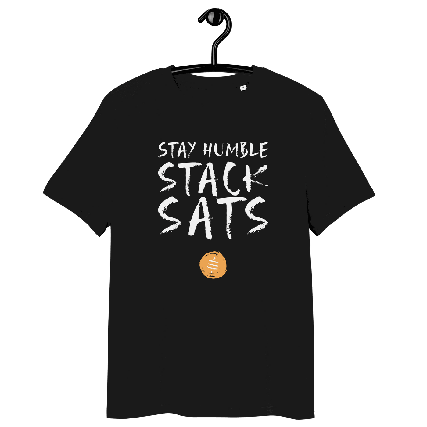 Stay Humble Stack Sats organic cotton Bitcoin T-shirt with sustainable certifications
