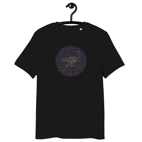 Nostr Binary organic cotton t-shirt with eco-friendly certification logos