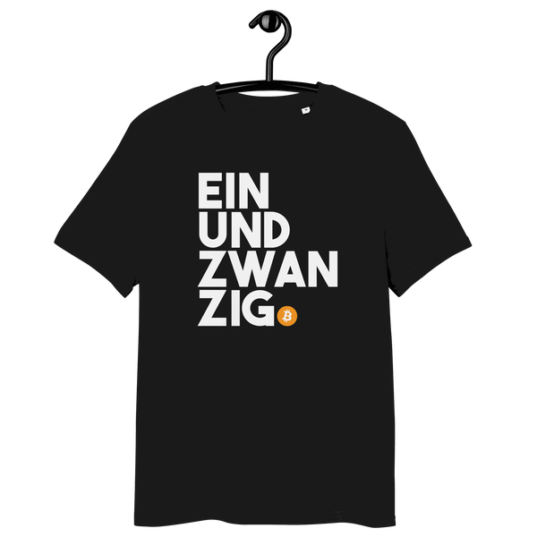Einundzwanzig organic cotton Bitcoin t-shirt with eco-friendly certifications and sustainable design