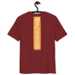 Back view of a burgundy bitcoin t-shirt.