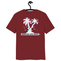 Certification logos for OEKO-TEX, PETA, GOTS, OCS, and GRS on Anarcho Late Night organic cotton shirt page