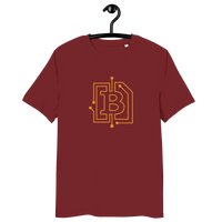 Certification logos for organic cotton circuit board bitcoin t-shirt