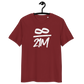 Front view of a burgundy bitcoin t-shirt.