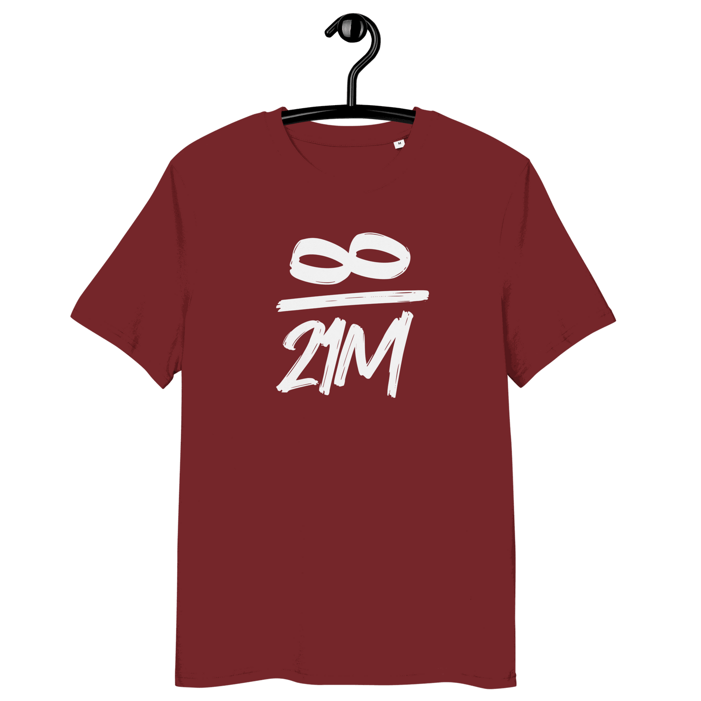 Certified organic cotton 21 Million Bitcoin T-shirt with discreet infinity logo, sustainable and unisex fit
