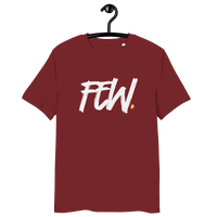 Organic cotton Bitcoin T-shirt with eco-friendly certification logos representing few eco-conscious supporters