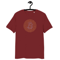 Organic cotton Bitcoin Binary t-shirt with sustainable certification logos