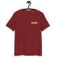Front view of a burgundy aln t-shirt.