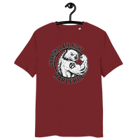 Certification logos for organic and ethical Anarcho Late Night cotton t-shirt
