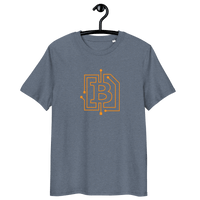 Circuit board bitcoin t-shirt with organic cotton and sustainable certification logos