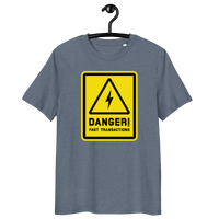 Certifications for organic cotton Lightning bitcoin t-shirt promoting fast transactions
