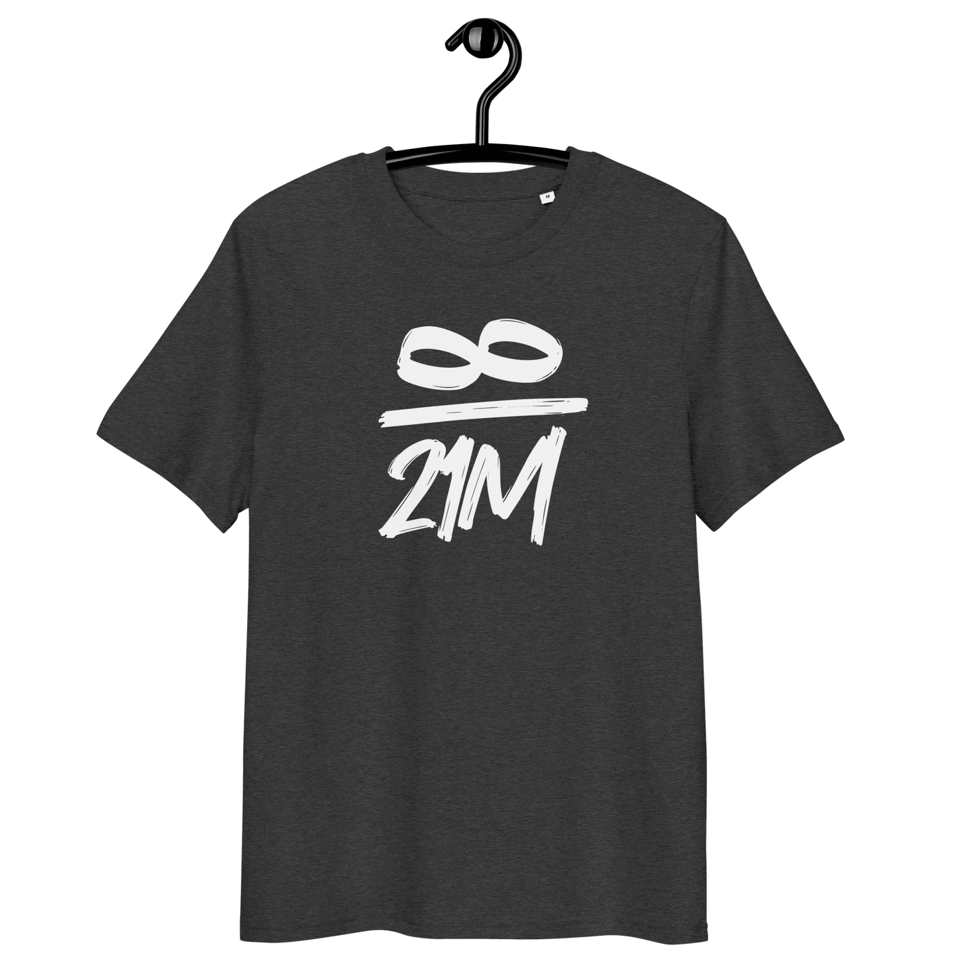 Eco-friendly 21 Million Bitcoin T-shirt with discreet infinity logo, made from certified organic cotton