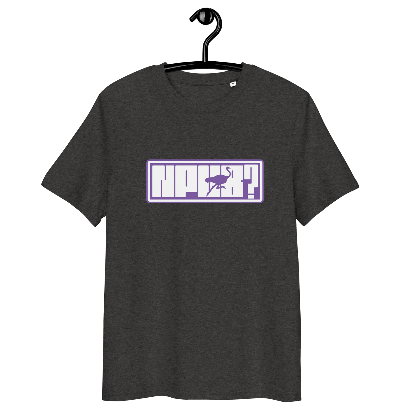 Certification logos for OEKO-TEX, PETA, GOTS, OCS, and GRS on organic cotton nPub Nostr T-shirt