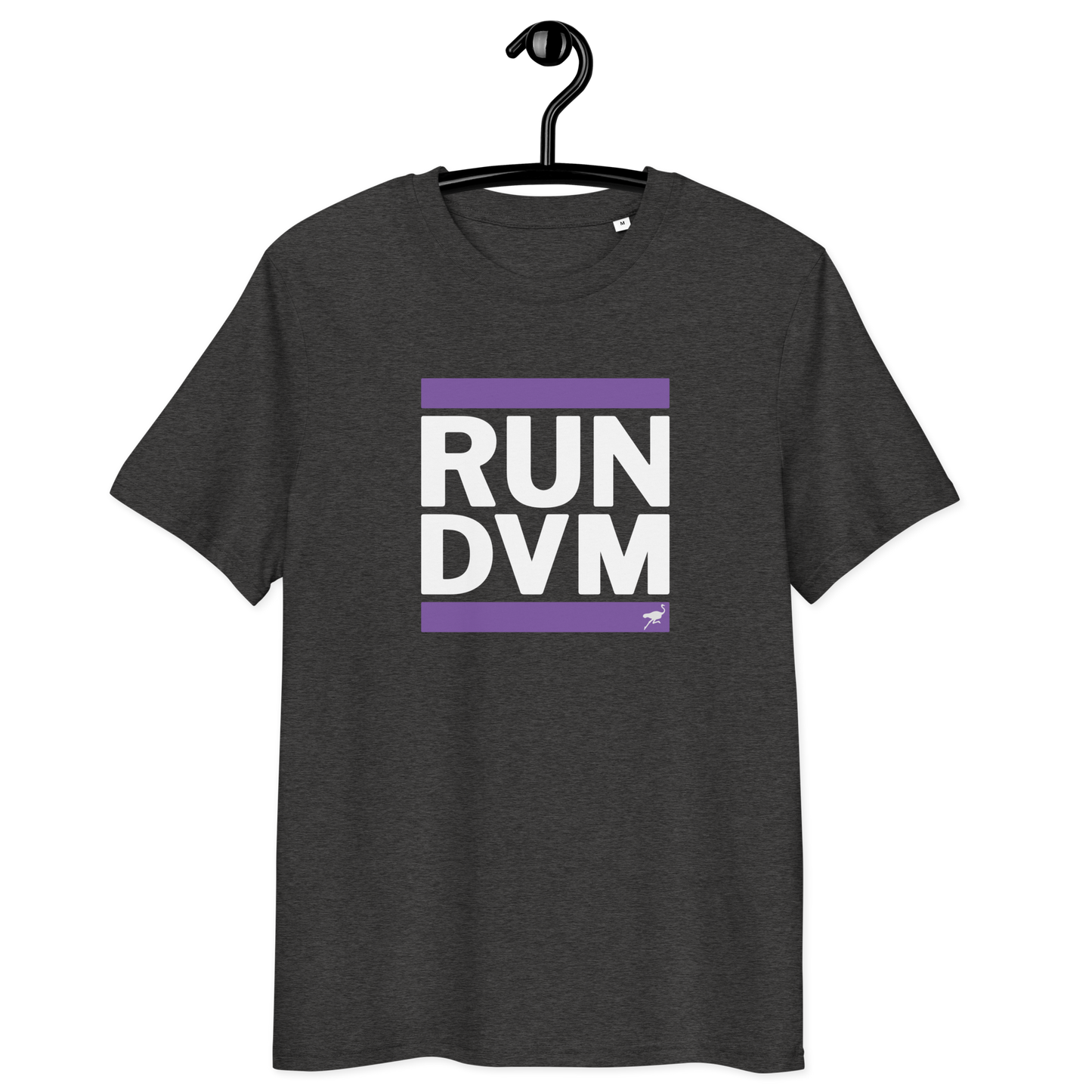 Front view of a dark heather grey nostr DVM shirt.