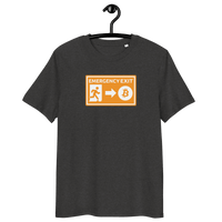 Emergency Exit organic cotton Bitcoin T-shirt with sustainability certifications