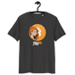 Front view of a dark heather grey bitcoin t-shirt.