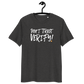 Front view of a dark heather grey bitcoin t-shirt.