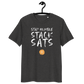 Front view of a dark heather grey bitcoin t-shirt.