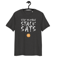 Stay Humble Stack Sats organic cotton Bitcoin T-shirt with eco-friendly certifications