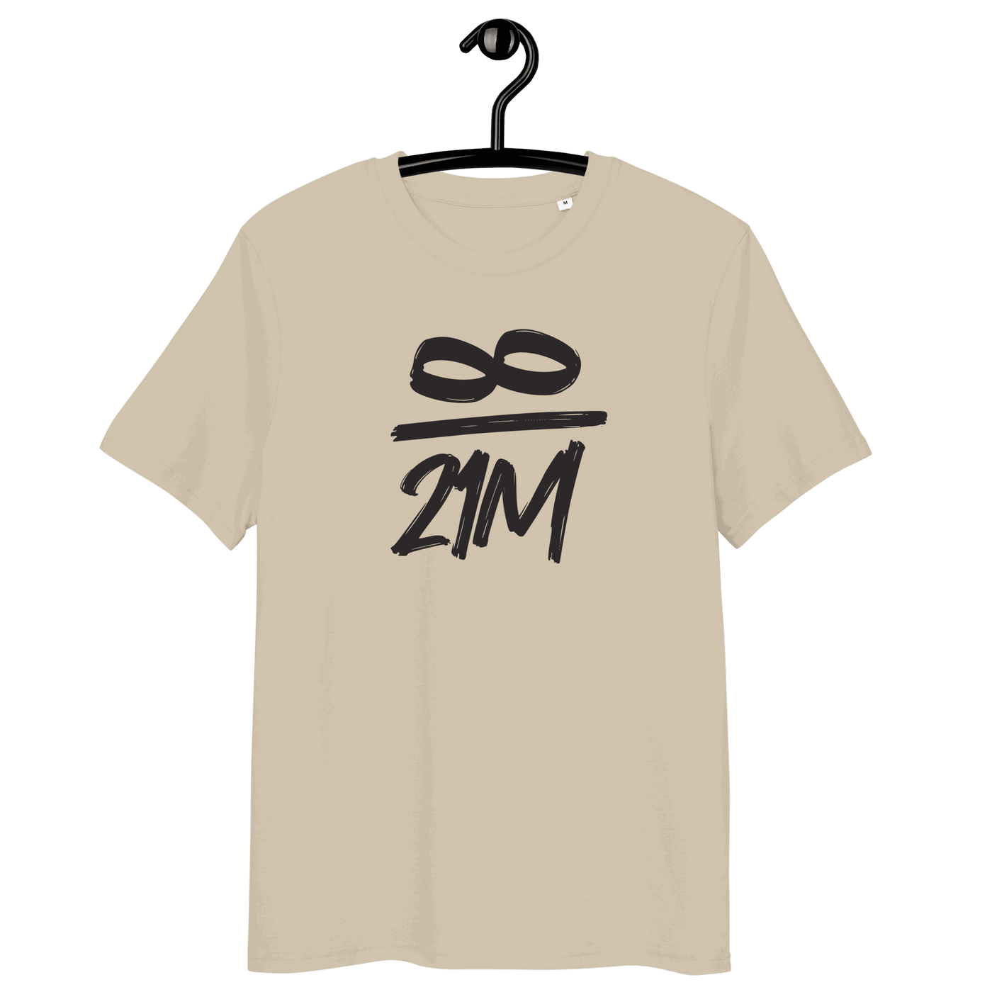 21 Million Bitcoin infinity logo eco-friendly organic cotton T-shirt with certifications