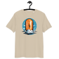 Front view of a dersert dust colored bitcoin t-shirt.