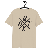 Certification logos for organic cotton Bitcoin T-shirt highlighting UTXO management compliance