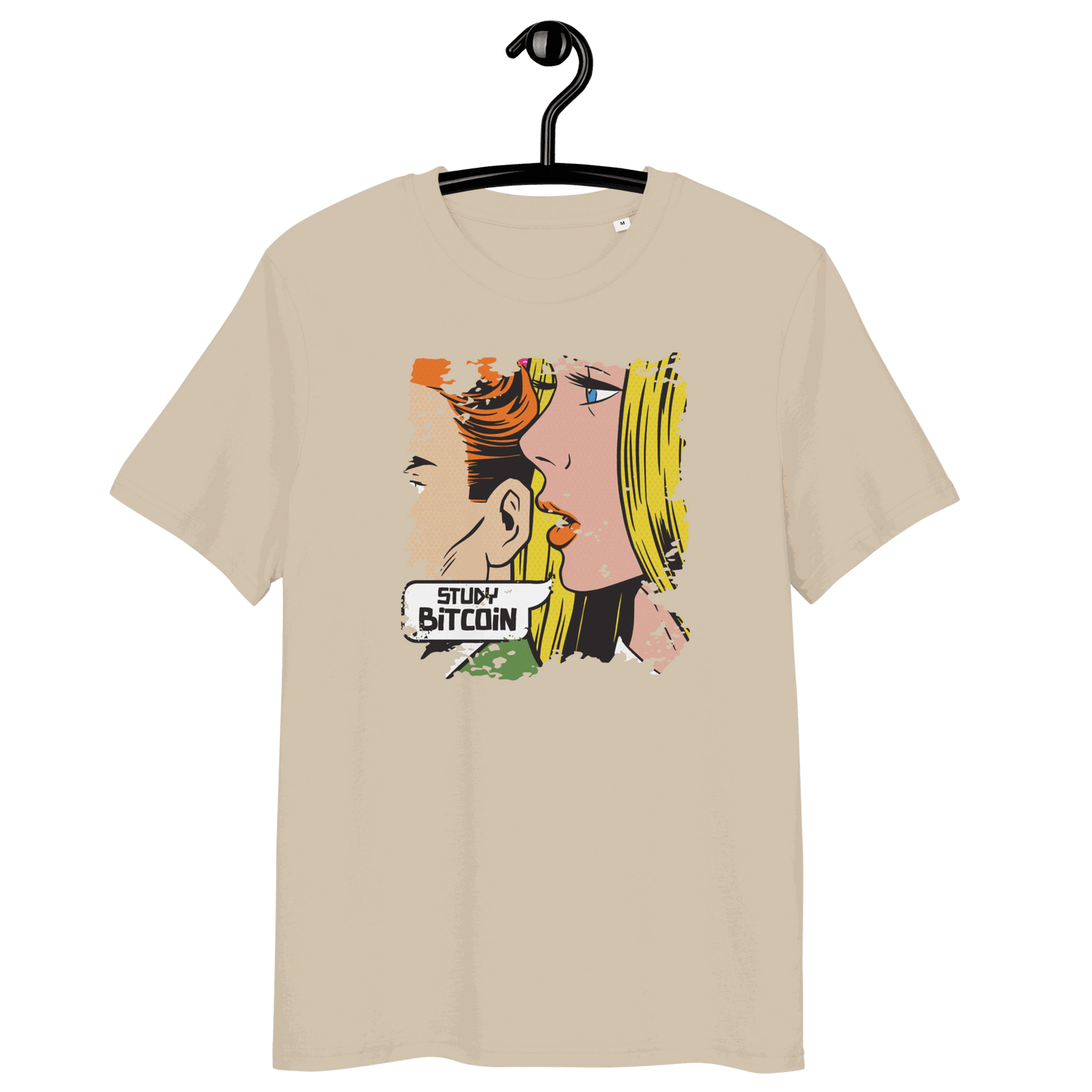 Organic cotton bitcoin t-shirt promoting study bitcoin with eco-friendly certifications