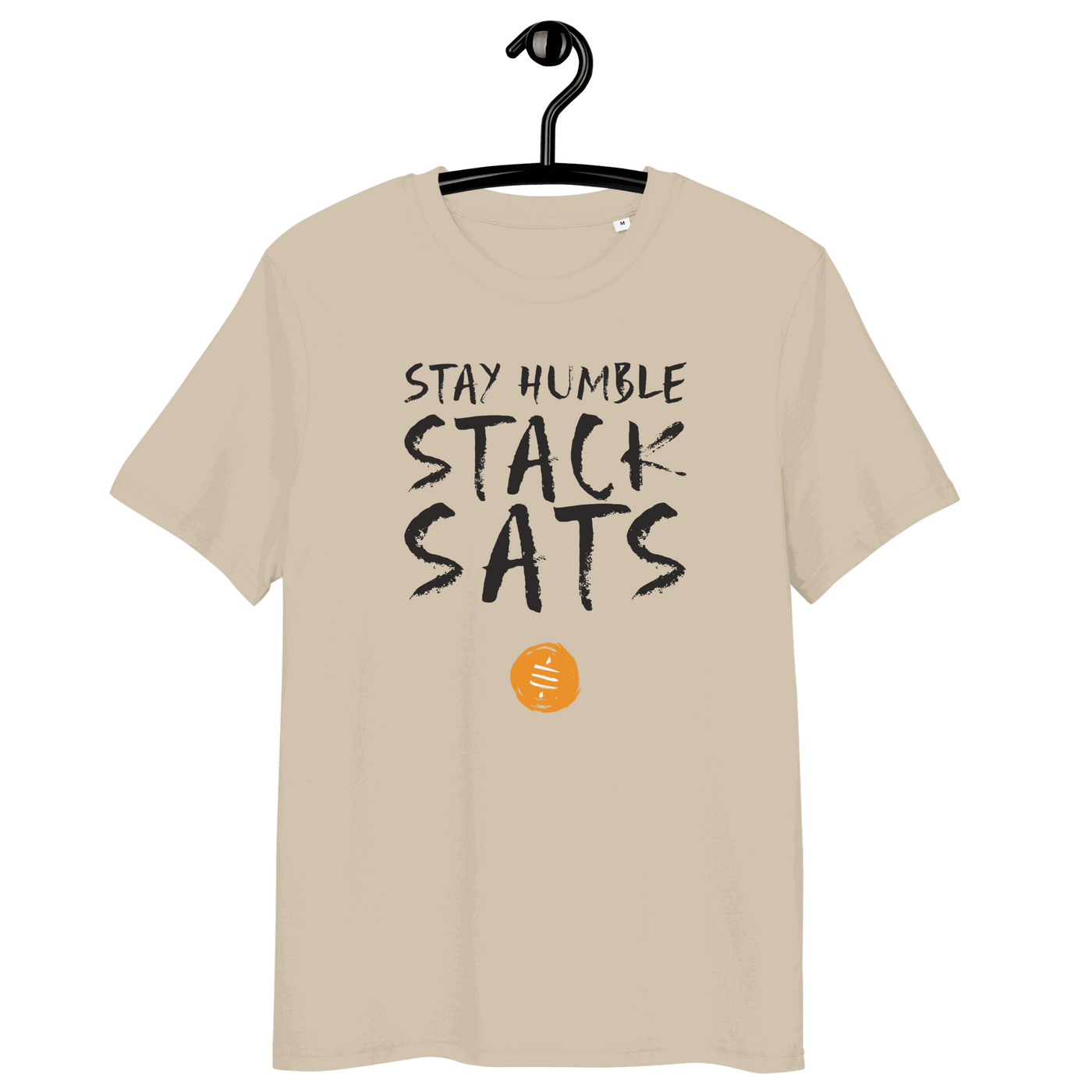 Stay Humble Stack Sats organic cotton Bitcoin t-shirt with eco-friendly certifications