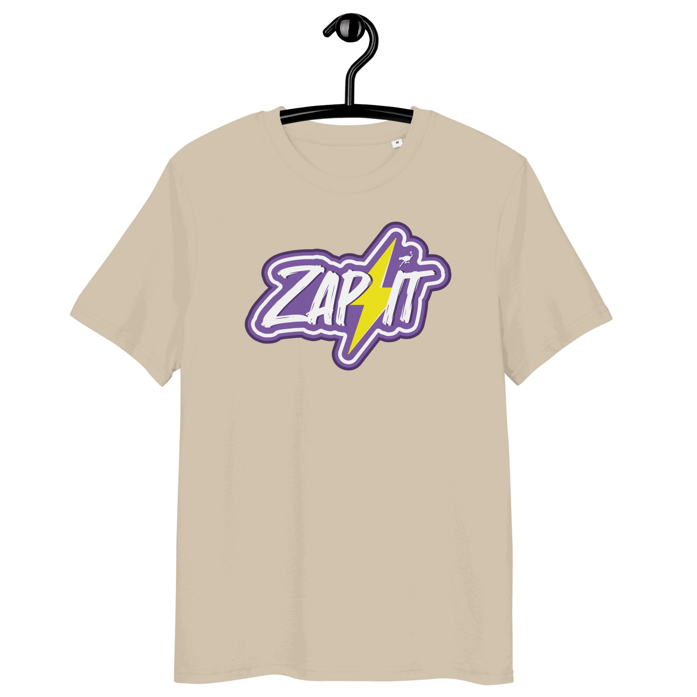 Front view of a dersert dust colored bitcoin t-shirt.